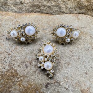 Set argint aurit 925 cu perle