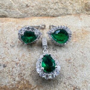Set din argint 925 cu piatra verde