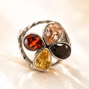 Inel din argint 925 cu pietre multicolore
